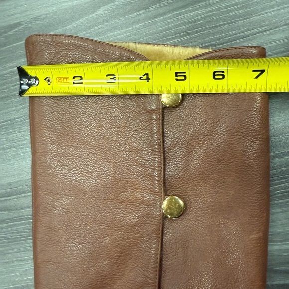 Michael Kors Tall Brown Leather Riding Boots Faux Fur Lined Snap Up Size 6 ½ M - Picture 9 of 16